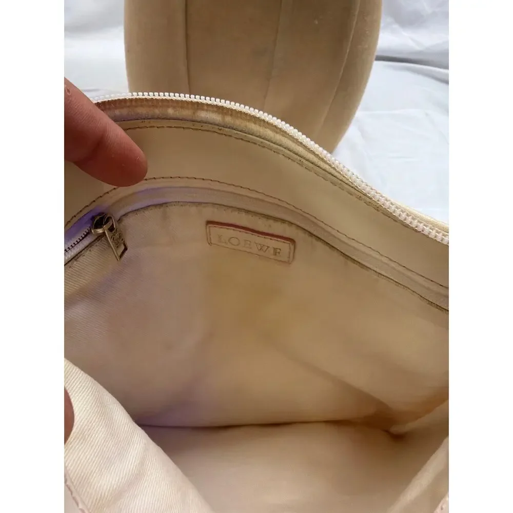 Loewe Pink Anagram Pattern Canvas & Off-White Leather Crossbody Bag